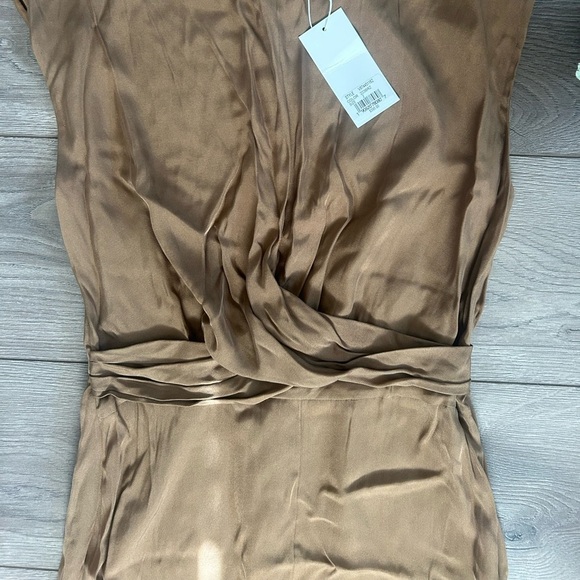 NWT Vince Bronze Twist Front Sleeveless Silk Blend Dress - Picture 5 of 8